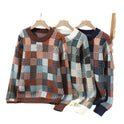 Men's Simple Casual Plaid Printed Thick Warm Sweater