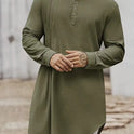 Men's Button Cotton Linen Shirt Robe