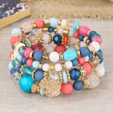 Bohemian National Style Crystal Peach Heart Multi-layer Bracelet