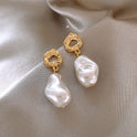 New Trendy Elegant Pendant 925 Silver Needle French Baroque Artificial Pearl Earrings Women