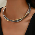 Fashion Metal Simple Three Woven Winding Temperament Female Necklace Collar