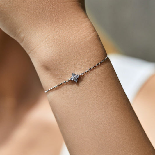 S925 Silver Clover Bracelet Full Diamond Bracelet