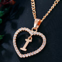 26 Letters Heart-shaped Zircon Pendant Necklace Stainless Steel Gold Color Chains Jewelry Birthday Gift For Women