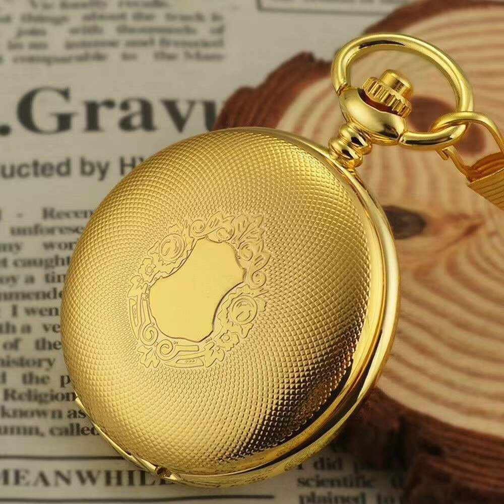 Vintage Engraving Flip Hollow Mechanical Pocket Watch