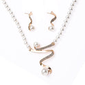 Fashion Pearl Diamond-studded Necklace Earrings Pendant 2-piece Set