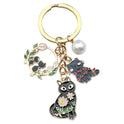 Simple Black Cat Wreath Pearl Keychain Cute Small Pendant