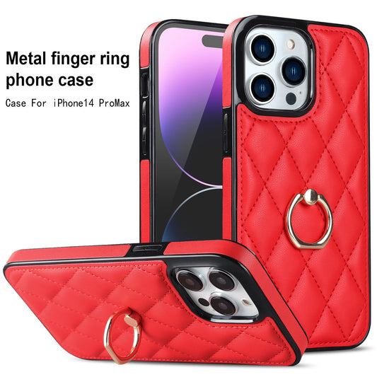 Ring Phone Case Diamond Bracket Leather Phone Case Women's Drop-resistant