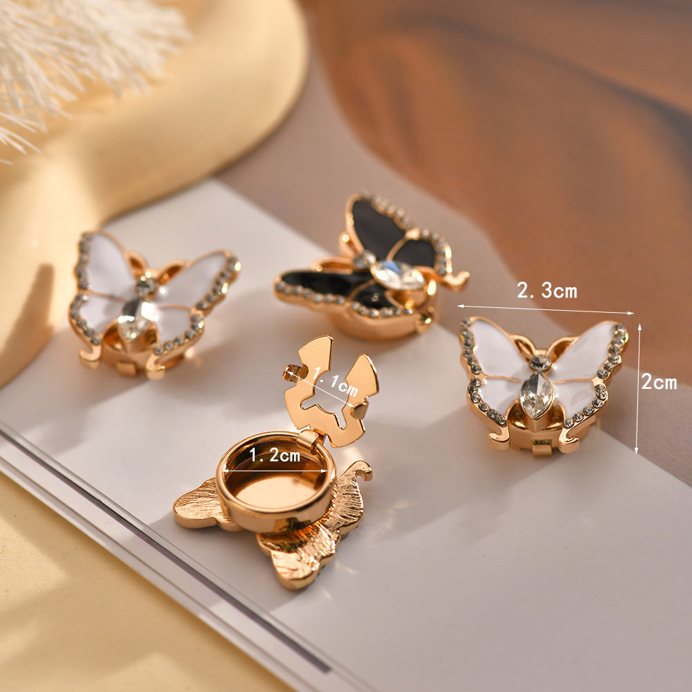 Women's Three-dimensional Butterfly Rhinestone Shirt Cufflinks