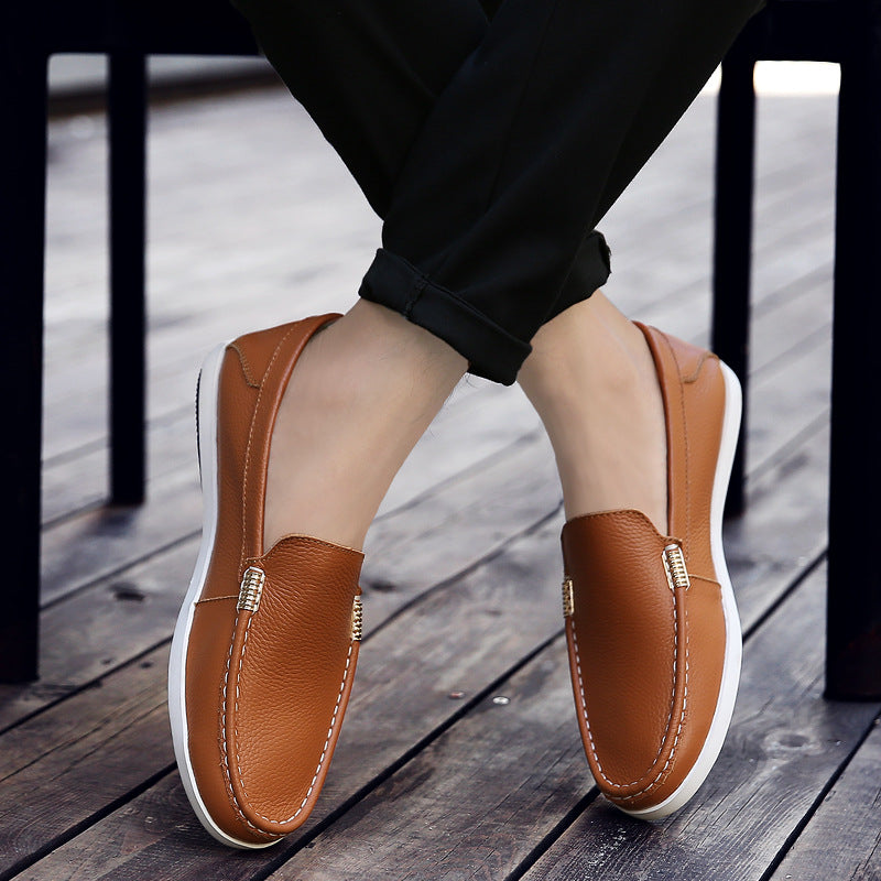 Men's Casual Leather Shoes Leather Soft Bottom Summer Breathable