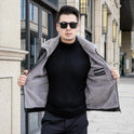 White Mink Velvet Fleece-lined Thick Loose Casual Leather Jacket For Men