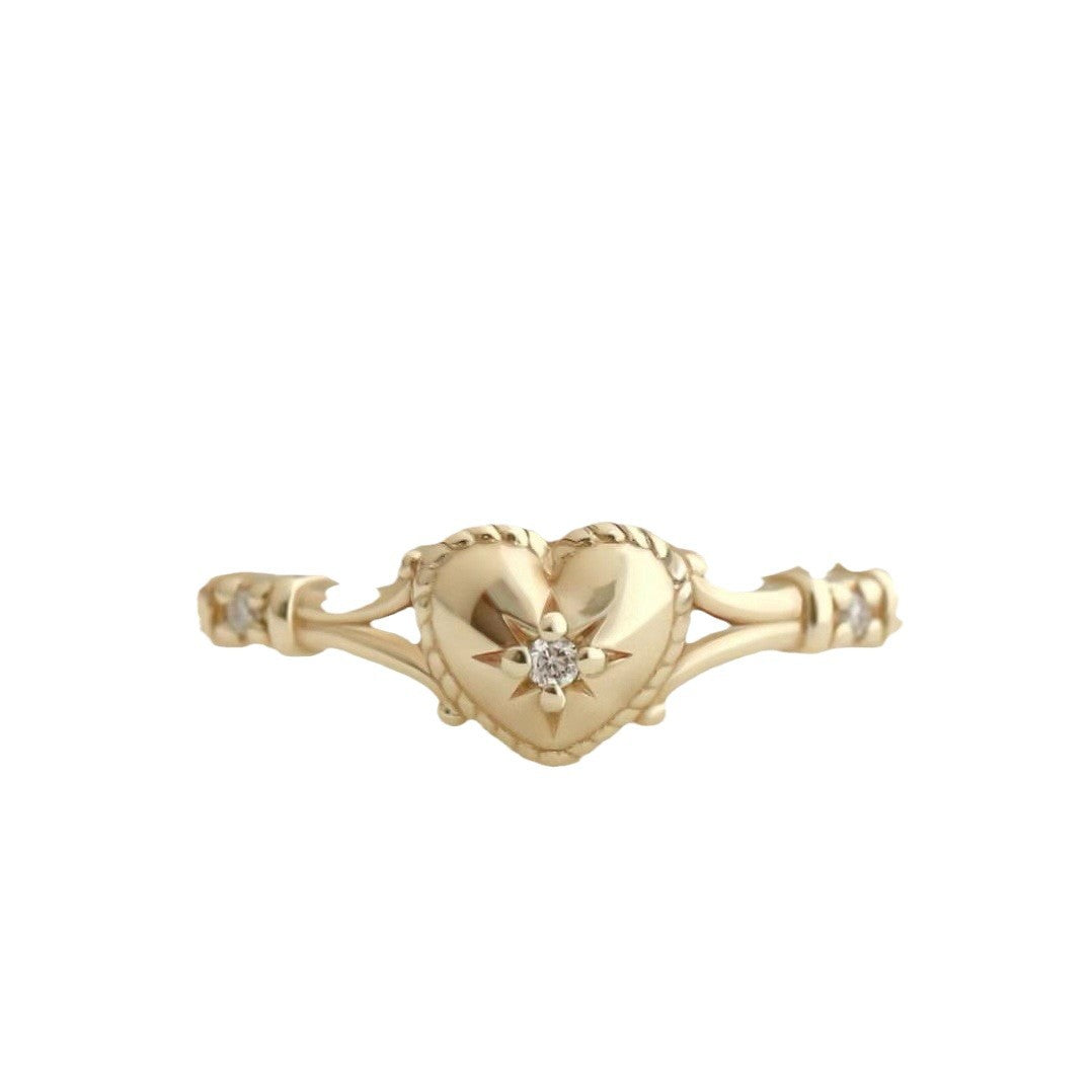 Simple Fashion Heart-shaped Women's Gold-plated Ring