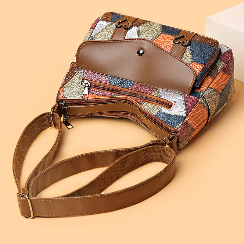 Women's Shoulder Bag All-match Retro Patchwork Contrast Color