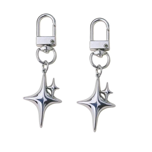 Creative Double Eight-pointed Stars Alloy Key Ring