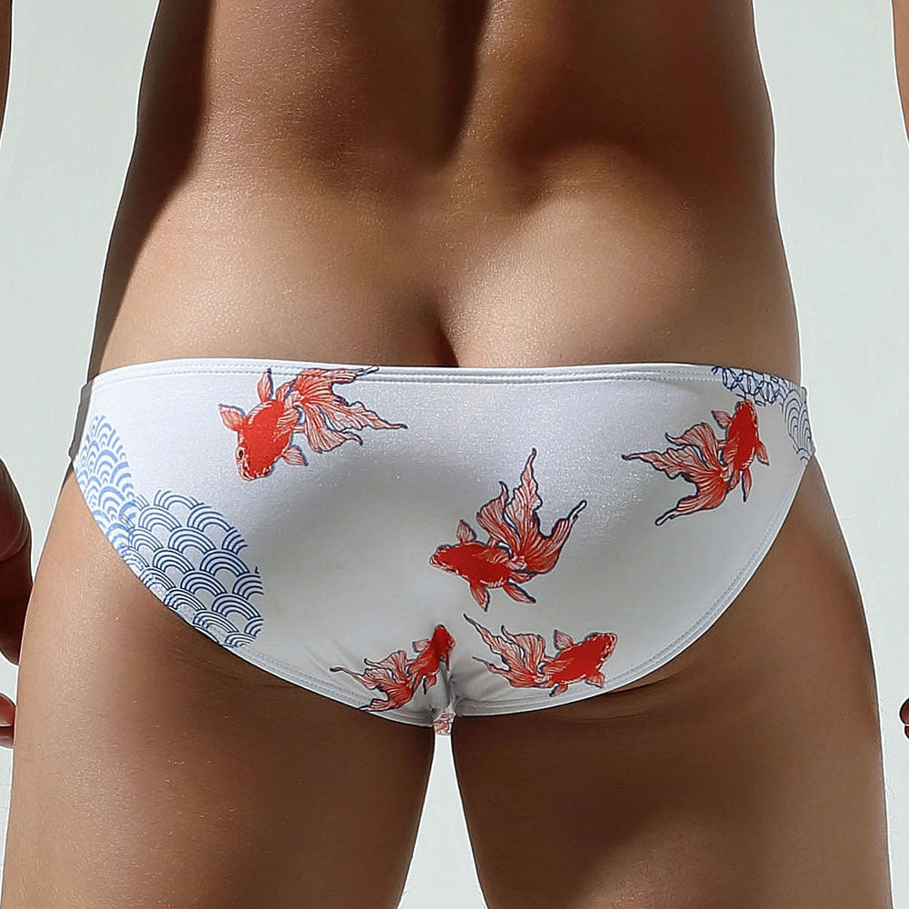 Men's Triangle Underwear Goldfish Printed Ice Silk