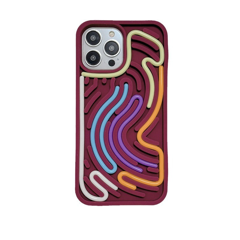 Decompression Puzzle Silicone Phone Case Color Line Chart Twist