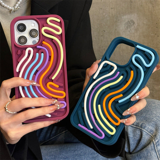 Decompression Puzzle Silicone Phone Case Color Line Chart Twist