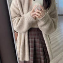 Ladies Lazy Knitted Cardigan Coat Plaid