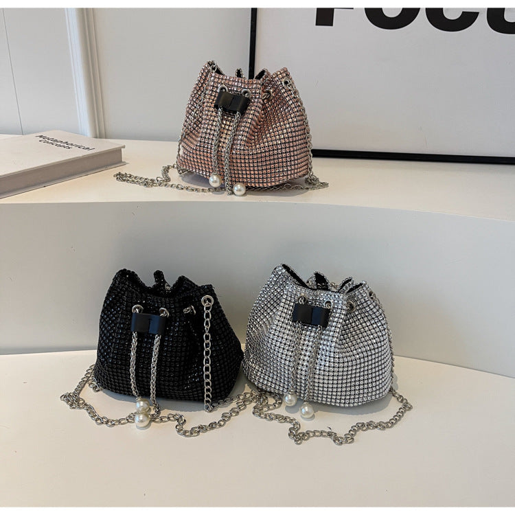 Women's Crossbody Rhinestone Bucket Bag