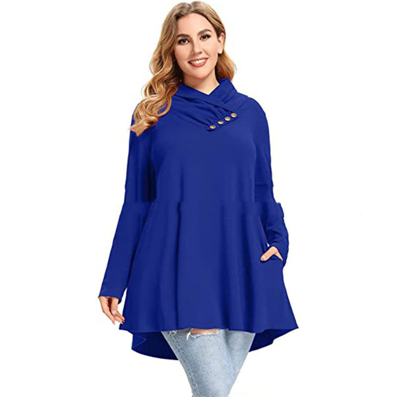 Women's Crinkle Collar Plus Size Top Long Sleeve Tunic