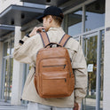 New PU Casual Large Capacity Multi-functional Retro Leather Backpack