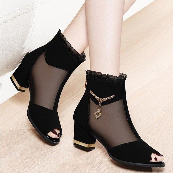 Hollow High Heels Chunky Heel All-matching