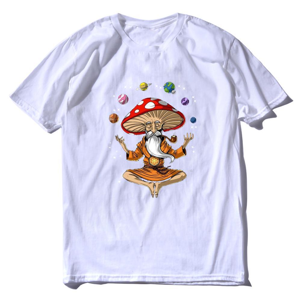 Men's And Women's Casual Meditation Magic Mushroom Print Short Sleeve