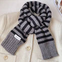 Striped Contrast Color Knitted Wool College Style Scarf