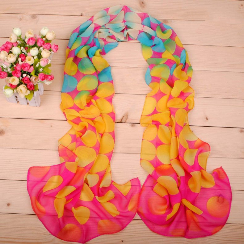 European And American Style Gradient Color Printing Chiffon Long Silk Scarf