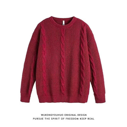 Autumn And Winter Twist Round Neck Sweater Sweater Japanese Retro Simple