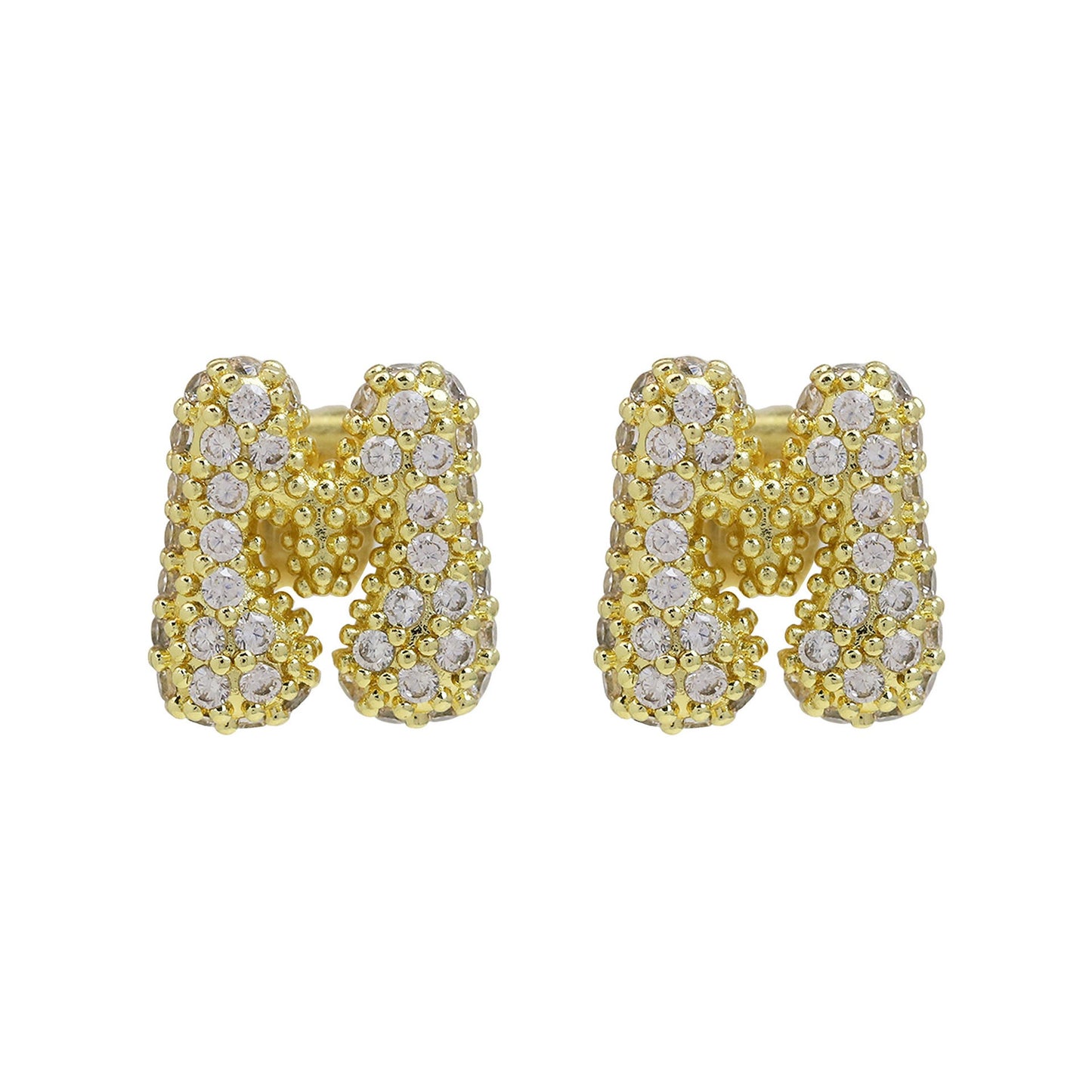 18K Brass Balloon Bubble Zircon Small Size Stud Earrings