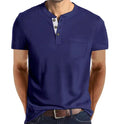 European And American Men's Short Sleeve Button Pocket