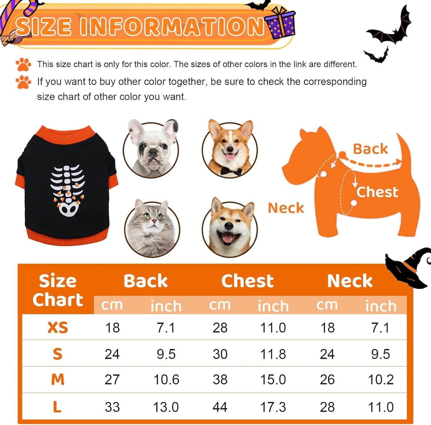 Dog Clothes Cat Shirts Halloween Dog Skeleton Costume Puppy Outfits Lightweight Sweatshirt Pet Apparel For Chihuahua Dachshund Kitten French