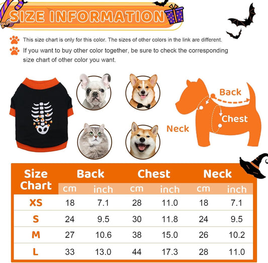 Dog Clothes Cat Shirts Halloween Dog Skeleton Costume Puppy Outfits Lightweight Sweatshirt Pet Apparel For Chihuahua Dachshund Kitten French