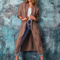 Spring And Autumn Clothing Drum Wave Solid Color Cardigan Long Sweater Coat