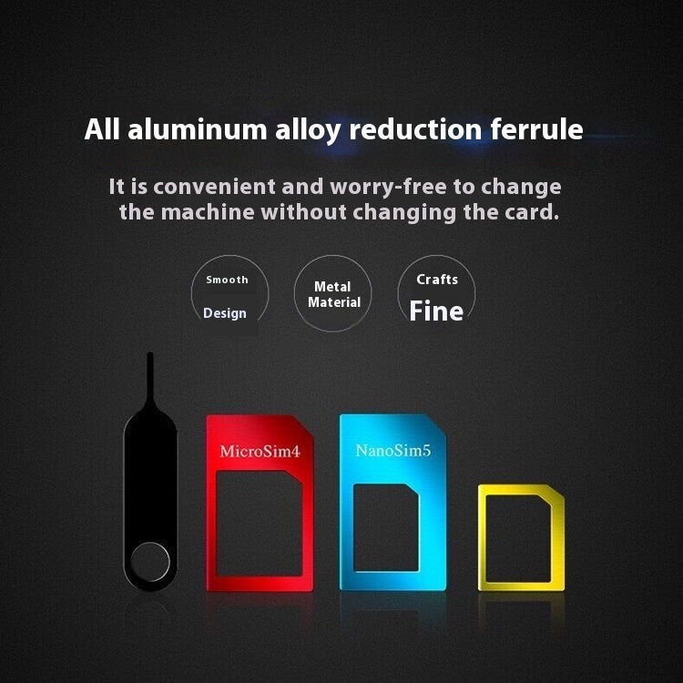 Metal SIM Support Sleeve Card Slot Standard To Micro SIM Phone Restorer Aluminum Alloy Five-piece Set