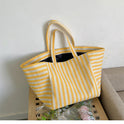 Canvas Bag For Women Ins Shoulder Large Capacity Idle Style Striped Fashion