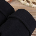 Double Black Keep Warm Pure Color Half Finger Winter Cotton Gloves