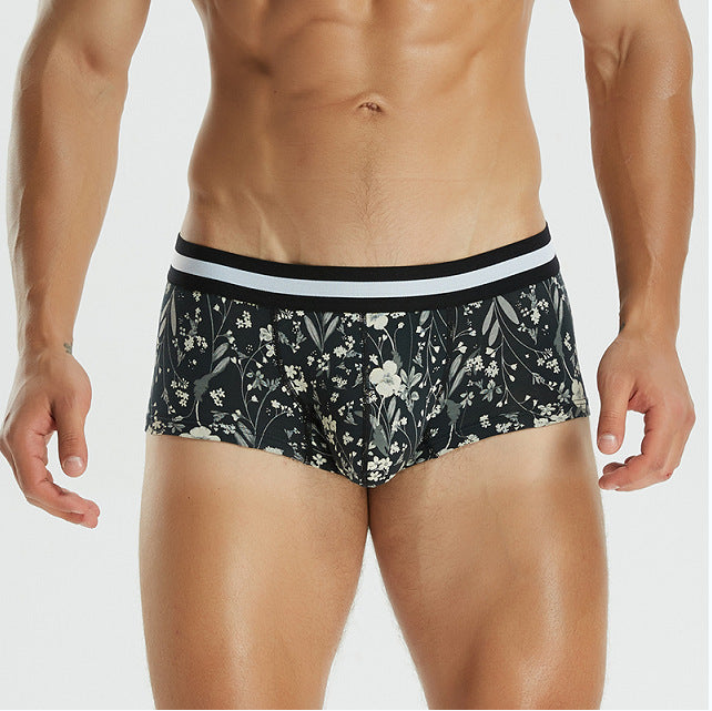 Men's Boxer Colored Cotton U Convex Low Waist Boxer Briefs