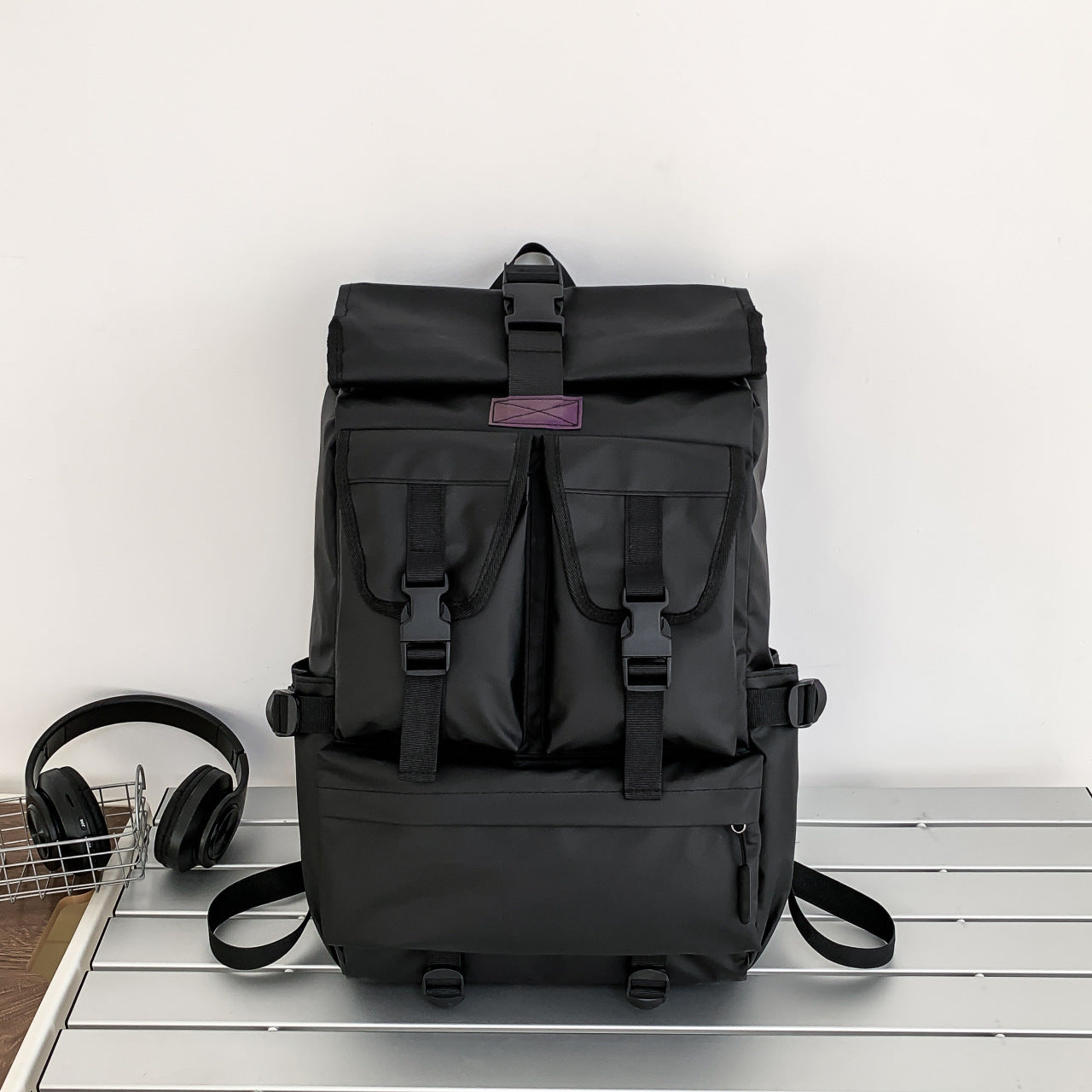 Fashion Black Backpack Men's Travel Large Capacity