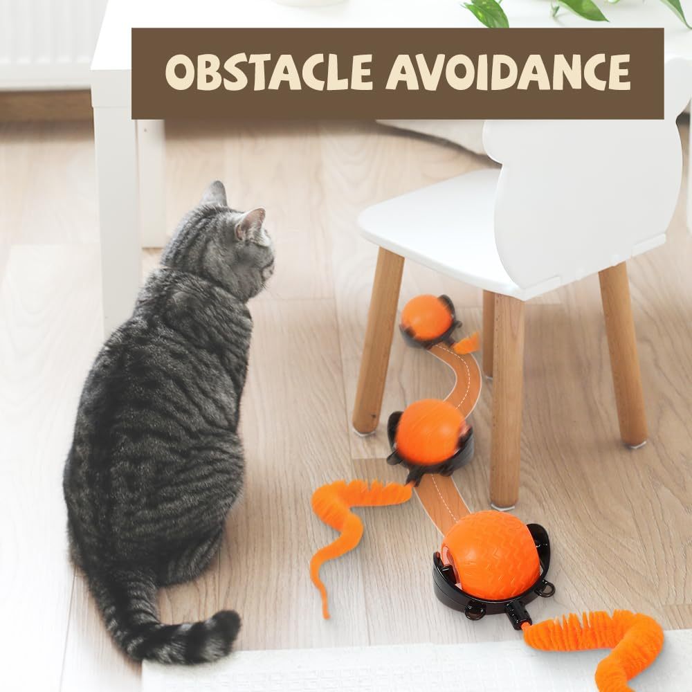 Interactive Cat Ball Toy, 2025 New Cat Ball Toys With Cord  Mouse, Smart Self Rolling Cat Toys For Bored Indoor Cats, Automatic Moving Peppy Pet Ball