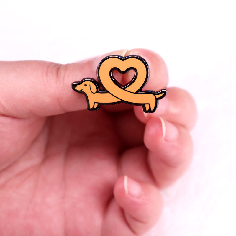 دبوس شارة الحيوانات الأليفة من Dachshund Love Brooch