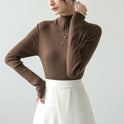 French Knitwear Women's Sweater New Apricot Color Long Sleeve