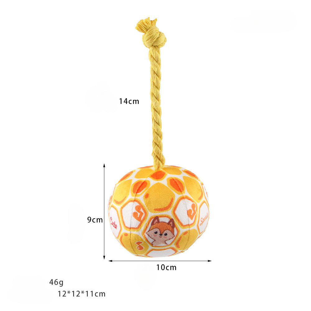 Dog Elastic Football Tug Of War Interactive Cotton Rope Ball Voice Cartoon Pet Ball Grinding Dog Toy