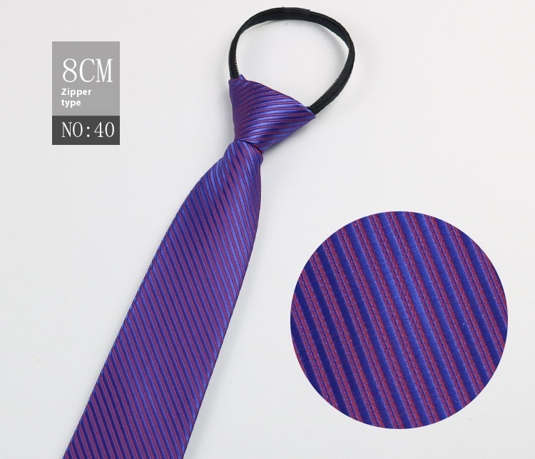 Black Men's Tie Striped Blue Business Tie Lazy Zip Tie In Stock Wholesale Pull Peels