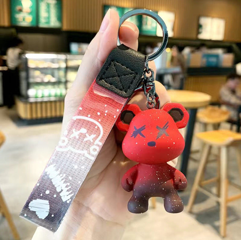 Cartoon Starry Chameleon Bear Car Silica Gel Key Chain