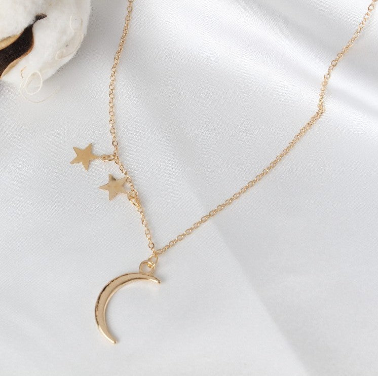 Metal Moon Star Clavicle Necklace