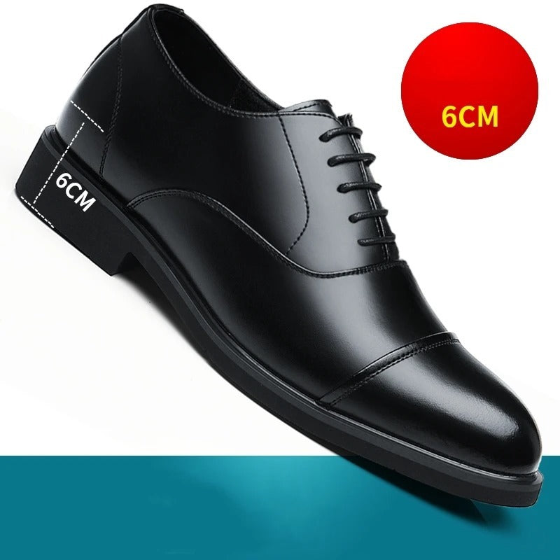 Leather Shoes Men's Height Increasing Insole Pointed Toe Wedding Shoes