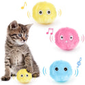 Interactive Ball Smart Cat Toys, Plush Electric Catnip Training Toy, Kitten Touch Sounding Pet Product, Squeak Toy