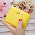 Women's Short Bowknot Clutch Bag Zipper Coin Purse