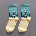 Christmas White Background Women's Mid-calf Length Sock Snowman Elk Socks